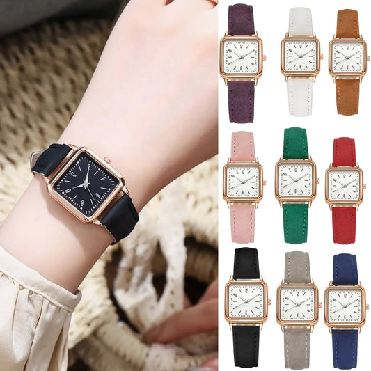 Fashion Simple Quartz watch for Women Reloj Mujer Women's Wristwatches Ladies Red Leather Bussiness Students Casual Watch Relojs Your Shop Mania