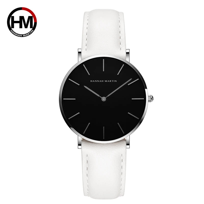 Hannah Martin Hot Fashion Simple Japan Quartz Movement Watch Leather Strap Clock Women Analog Waterproof Wrist watch Your Shop Mania