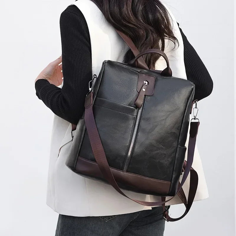 New Large Capacity High Quality PU Fashion Backpacks 2025 Simple Versatile Classic Style Zipper Commute Women's Shoulder Bags Your Shop Mania