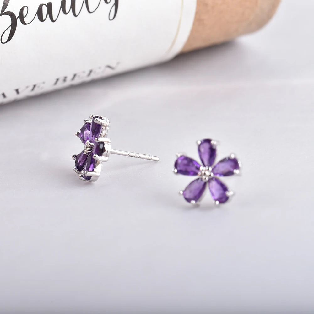 Purple Amethyst Flower Earrings Your Shop Mania