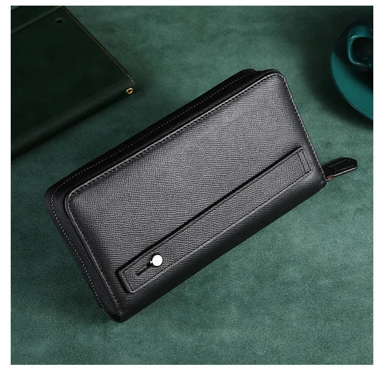 Upgraded Large Capacity Genuine Leather Men's Handbag Integrated Cigarette Phone Wallet Soft Texture Famous Horse Skin Clutch Your Shop Mania
