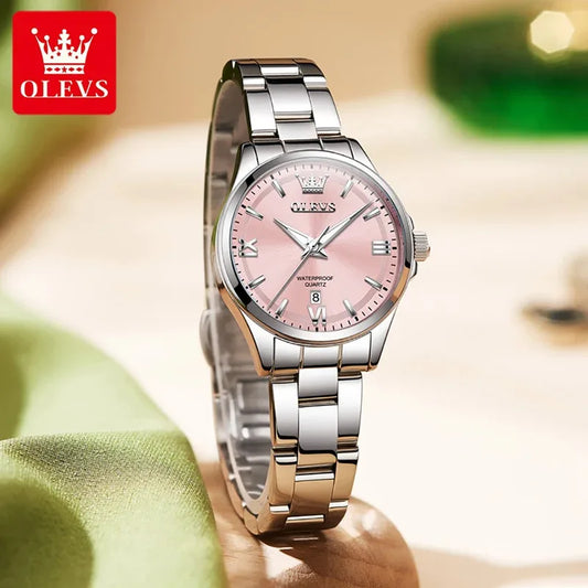 OLEVS 3668 Women Watch Luxury Original Waterproof Stainless Steel Quartz Watch Roman Automatic Date Women Watch Reloj Para Mujer Your Shop Mania
