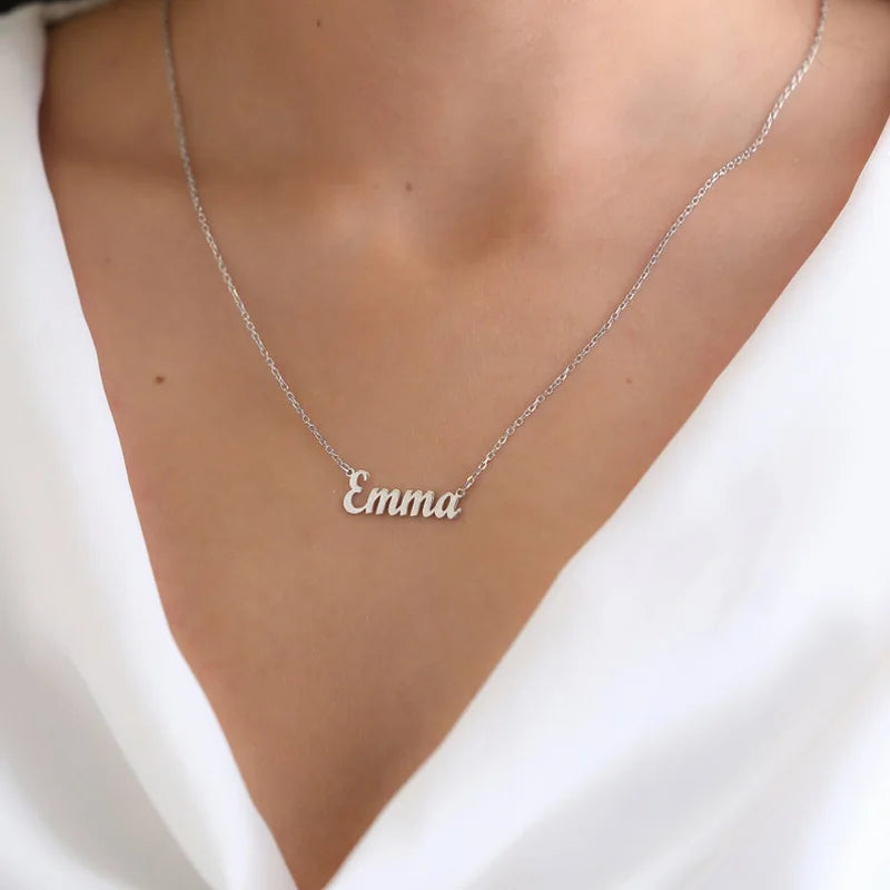 Customized 925 Sterling Silver Name Necklace For Women Personalized Custom Nameplate Jewelry Birthday Gift Your Shop Mania