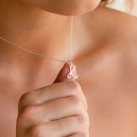 Delicate necklace for women stainless steel DIY 26 initial heart irregular charm pendant name custom chain birthday gift Your Shop Mania