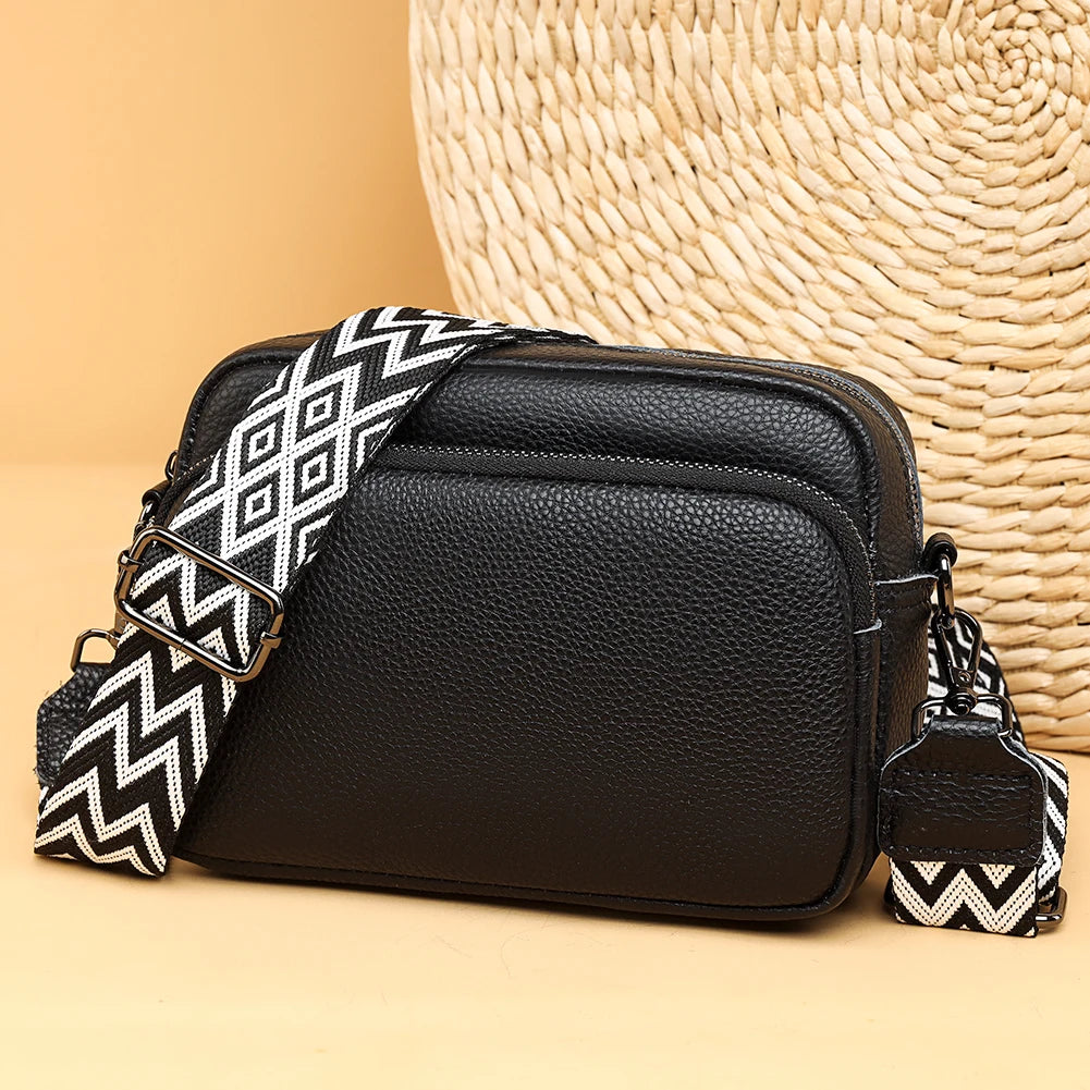 Genuine Leather Crossbody Bag Fashion Mobile Phone Bag Portable Elegant Solid Color Adjustable Strap Simple for Weekend Vacation Your Shop Mania