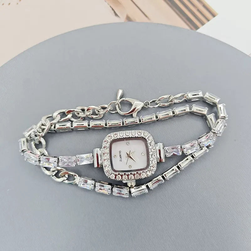 2025 New Fashionable Square Diamond Quartz Wristwatches Wrapping Bracelet Women Quartz Watch Student Bracelet Fashion Decoration Your Shop Mania