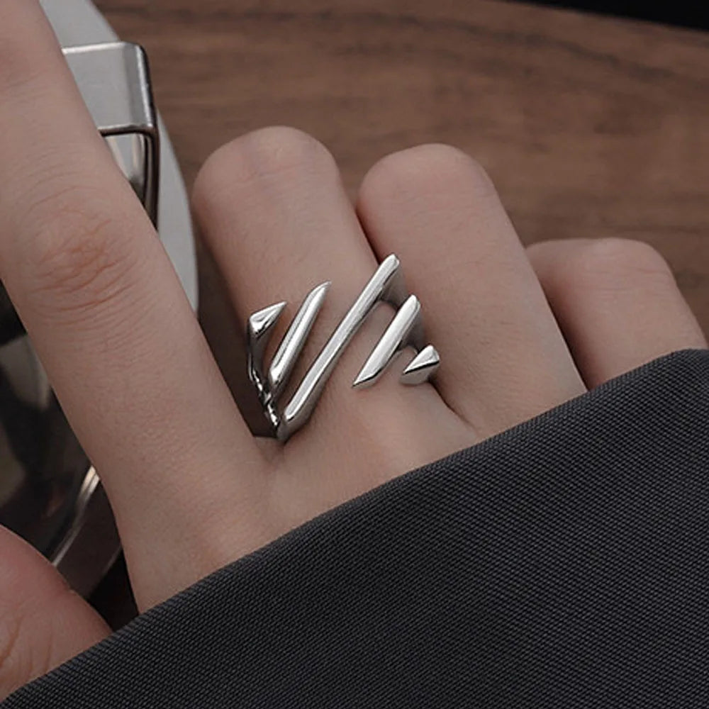 Sterling Rings for Women Fashion Geometric Handmade Irregular Strip Ring Party Christmas Gift Your Shop Mania