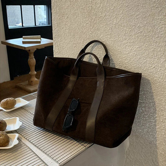 Vintage Suede Large Capacity Handbag Simple All-match Fashion Tote Bags Design Casual Top Handle Shoulder Bag For Women Your Shop Mania