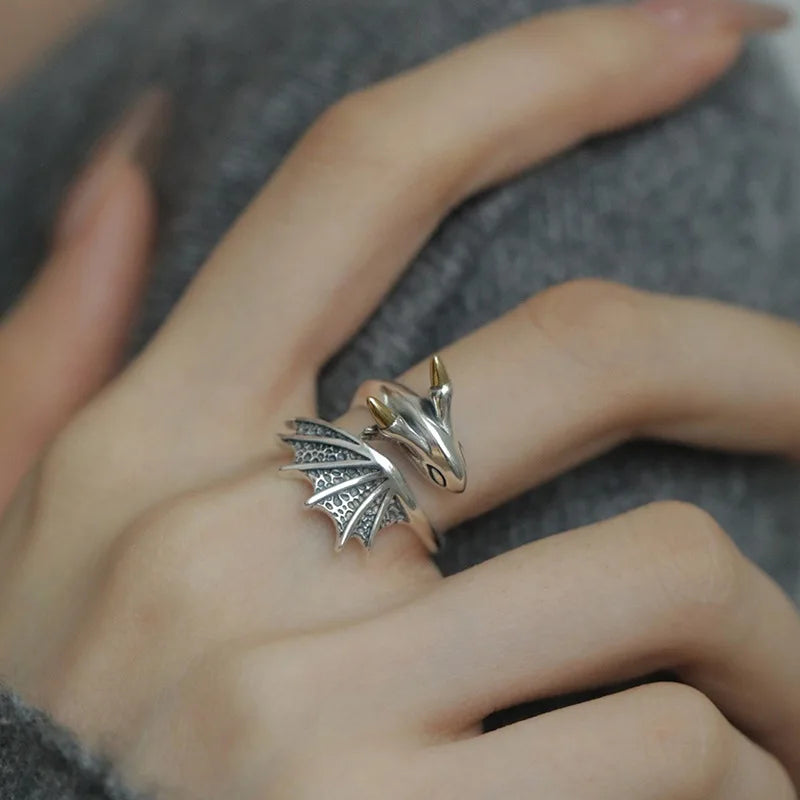 925 Silve Wing Dragon Punk Ring for Women Girl Party Gift  Retro Hiphop Fashion Jewelry Dropshipping Your Shop Mania
