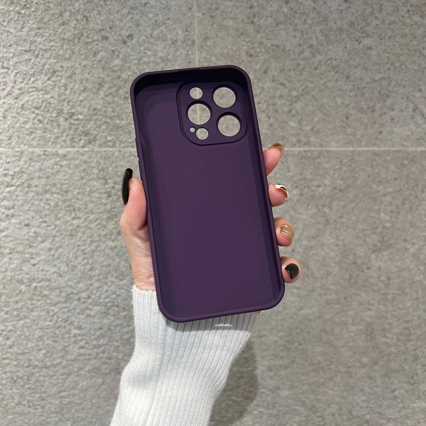 Luxury Soft Matte Purple Phone Case For iPhone 11 12 13 14 15 16 Pro Max XS XR 7 Plus Original Liquid Silicone Shockproof Cover