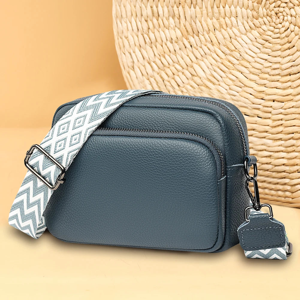 Genuine Leather Crossbody Bag Fashion Mobile Phone Bag Portable Elegant Solid Color Adjustable Strap Simple for Weekend Vacation Your Shop Mania