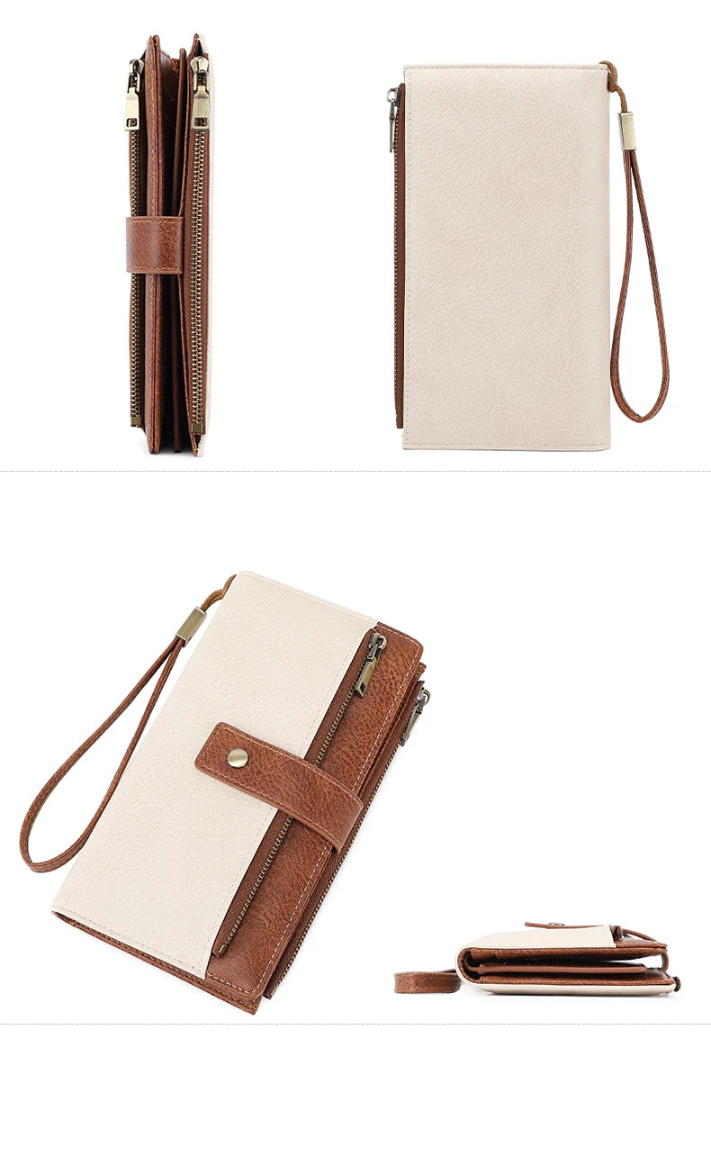Vintage Style RFID Blocking Wallet Three-Fold Long Clutch Purse Multi-Card Slots for Daily Commute Business Casual Your Shop Mania