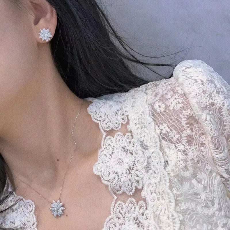 Crystal Flower Stud Earrings Your Shop Mania