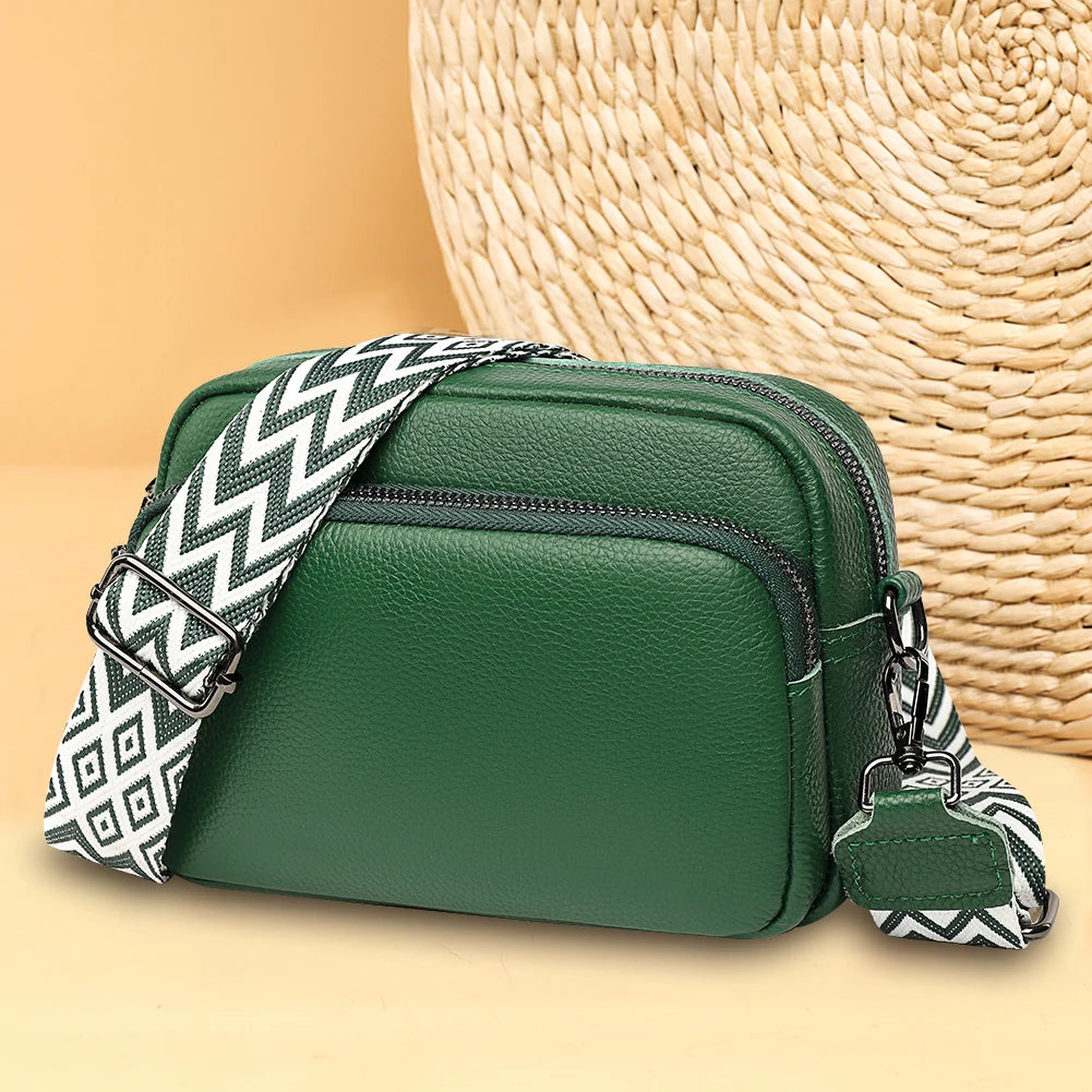 Genuine Leather Crossbody Bag Fashion Mobile Phone Bag Portable Elegant Solid Color Adjustable Strap Simple for Weekend Vacation Your Shop Mania