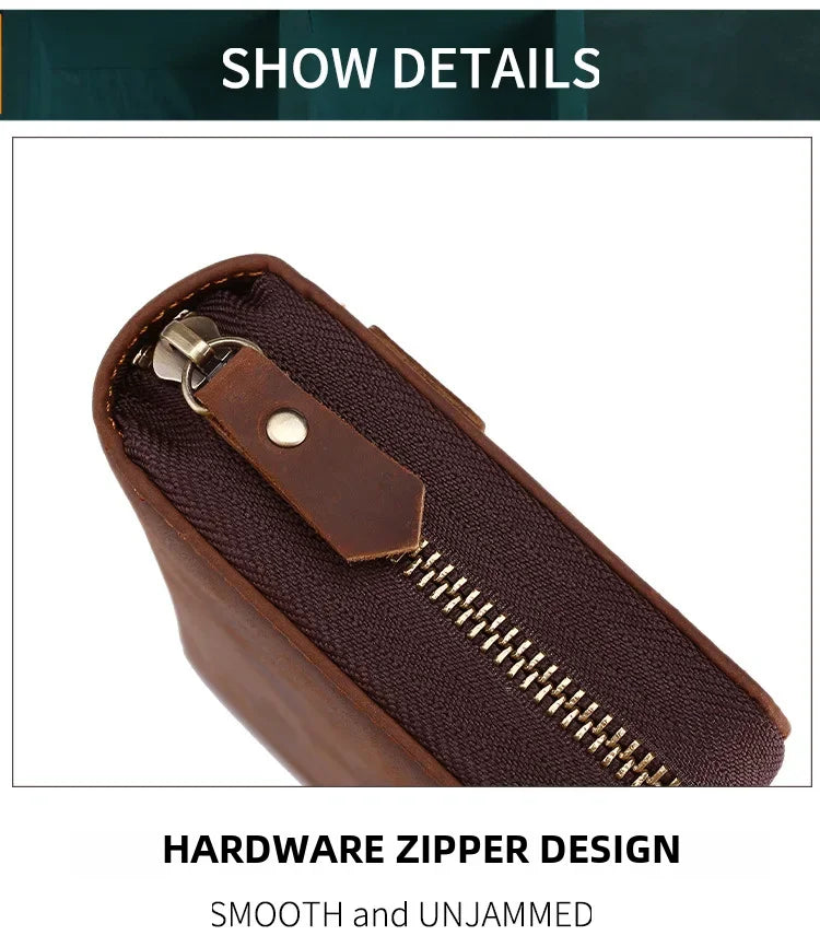 Upgraded Large Capacity Genuine Leather Men's Handbag Integrated Cigarette Phone Wallet Soft Texture Famous Horse Skin Clutch Your Shop Mania