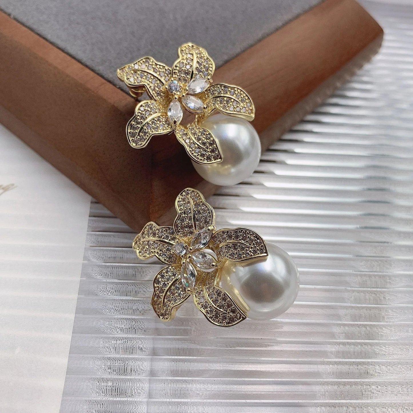 Trendy Gorgeous Flower Imitation Pearl Earrings Women Luxury. Your Shop Mania