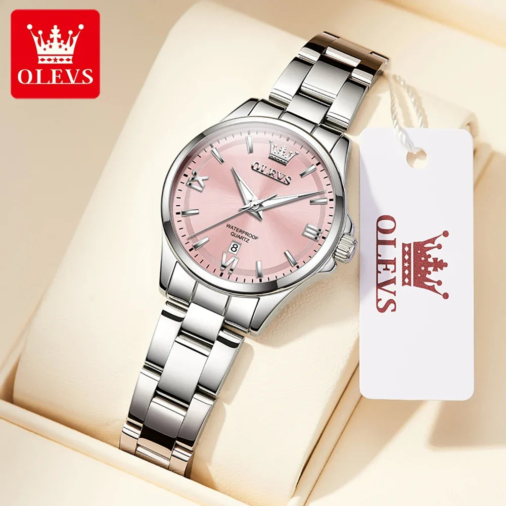 OLEVS 3668 Women Watch Luxury Original Waterproof Stainless Steel Quartz Watch Roman Automatic Date Women Watch Reloj Para Mujer Your Shop Mania