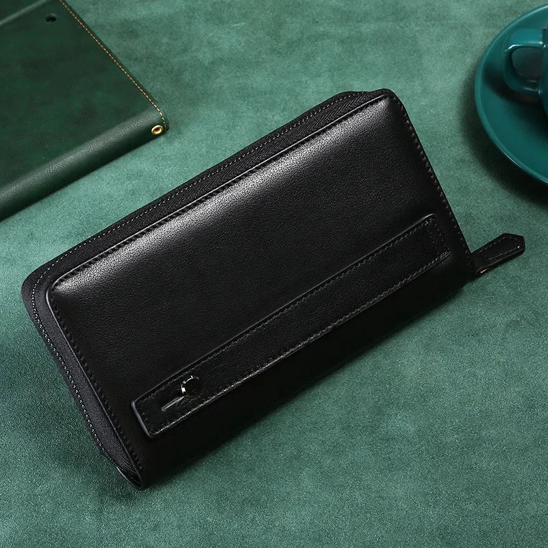 Upgraded Large Capacity Genuine Leather Men's Handbag Integrated Cigarette Phone Wallet Soft Texture Famous Horse Skin Clutch Your Shop Mania