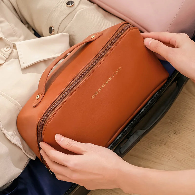 PU Fashion and Convenient Makeup Bag, Travel Storage Bag, Large Capacity Toilet Bag, Hand Boosting Beauty Pillow Makeup Bag Your Shop Mania