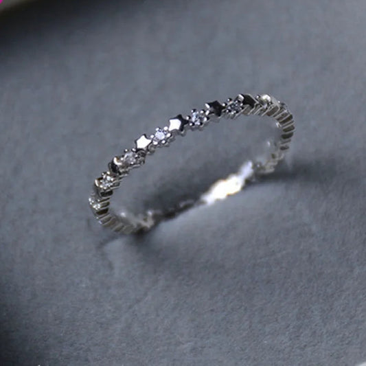 Luxury Original 925 Sterling Silver Stars Finger Ring Authentic Stackable Real Clear CZ Jewelry For Women Wedding Gift Your Shop Mania
