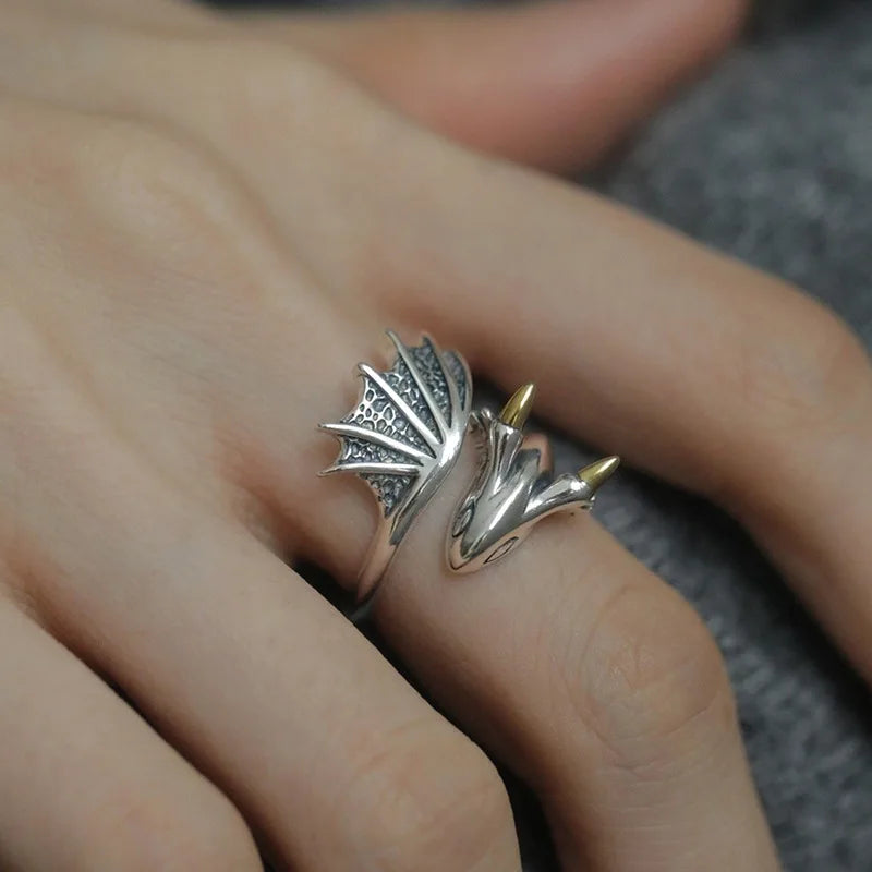 925 Silve Wing Dragon Punk Ring for Women Girl Party Gift  Retro Hiphop Fashion Jewelry Dropshipping Your Shop Mania