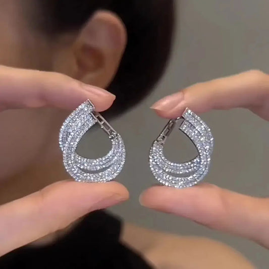 Unique Double Layer Earrings for Women Zircon C-shaped New Fashion Personality Cool Girls Party Accessories Jewellery Women Your Shop Mania