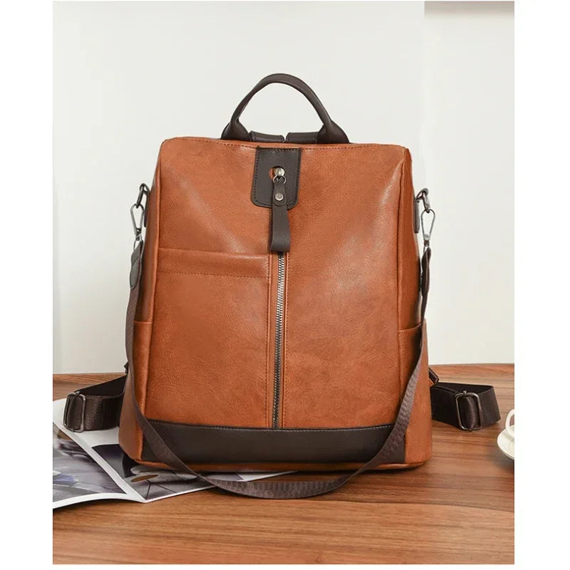 New Large Capacity High Quality PU Fashion Backpacks 2025 Simple Versatile Classic Style Zipper Commute Women's Shoulder Bags Your Shop Mania