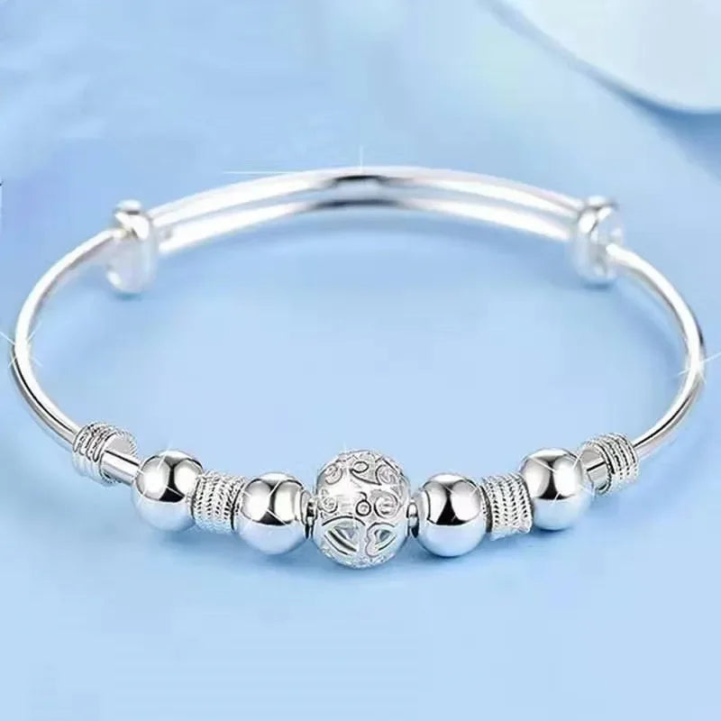 New Korean Fashion 925 Sterling Silver Lucky Beads Bangles For Women Bracelets Luxury Designer Party Wedding Jewelry Gifts Your Shop Mania