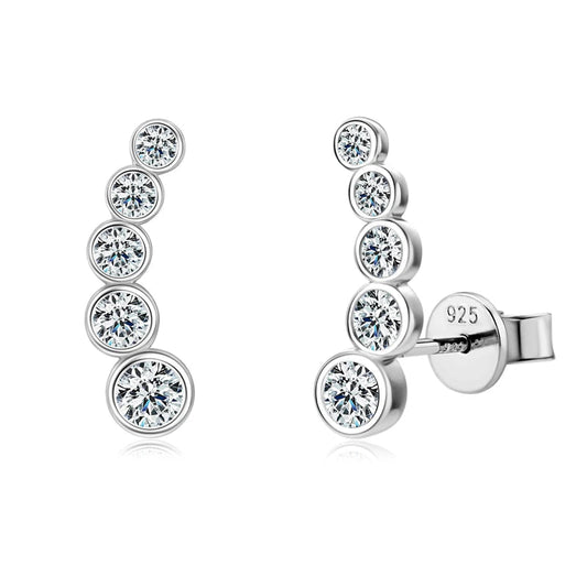All Round Moissanite Earrings for Women 0.43ctw Climber Earrings Studs 925 Silver Certified Original Engagement Jewelry Your Shop Mania