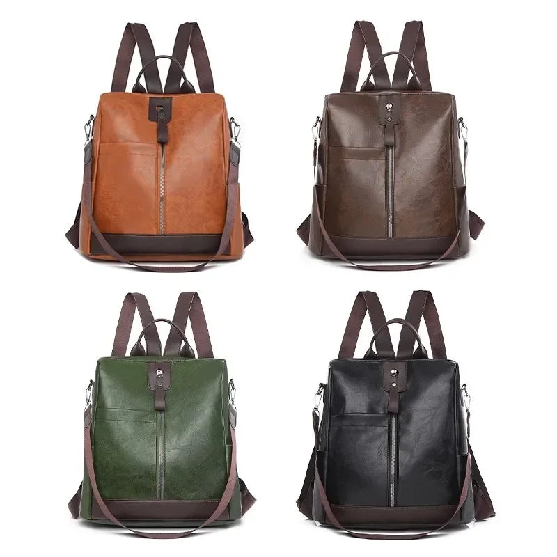 New Large Capacity High Quality PU Fashion Backpacks 2025 Simple Versatile Classic Style Zipper Commute Women's Shoulder Bags Your Shop Mania