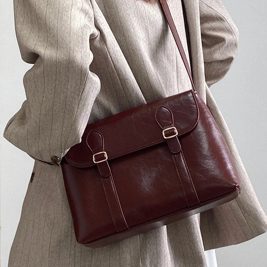 Vintage Women's Shoulder Bag Large Capacity Ladies Tote Purse Handbags Pu Leather Female Messenger Bags College Girls Book Bag Your Shop Mania