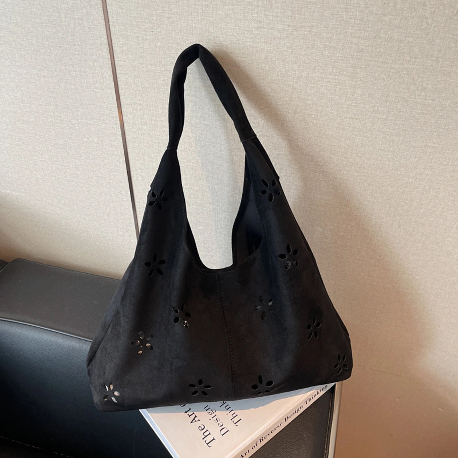 Faux Suede Tote Bag for Women Large Capacity Slouchy Shoulder Bags Faux Suede Casual Tote Bags for Travel School College Work Your Shop Mania