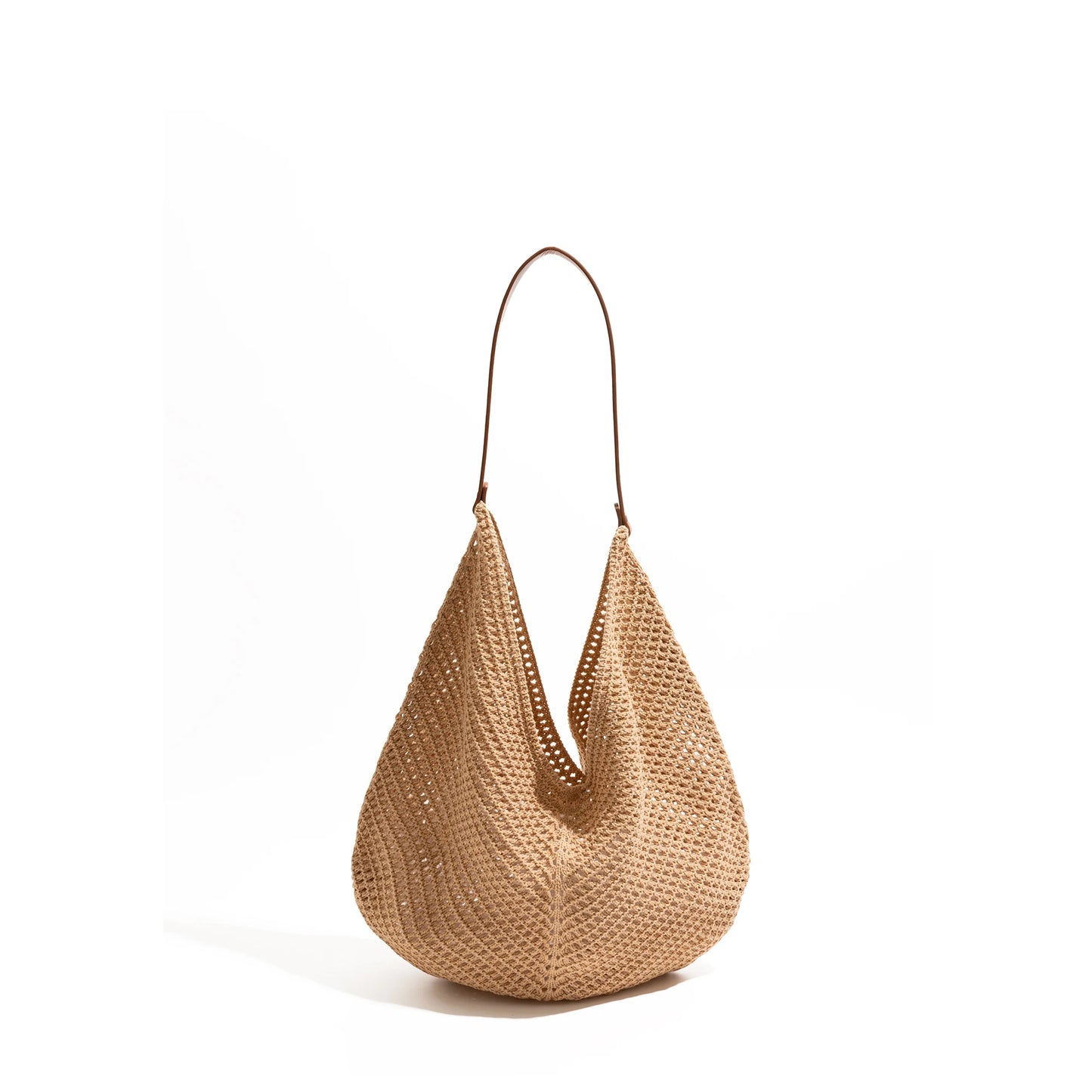 CKKUI Cotton Rope Knitted Crochet Shoulder Shopping Purses With PU Leather Top Handle Korean Style Simple Red Large Capacity Bag Your Shop Mania