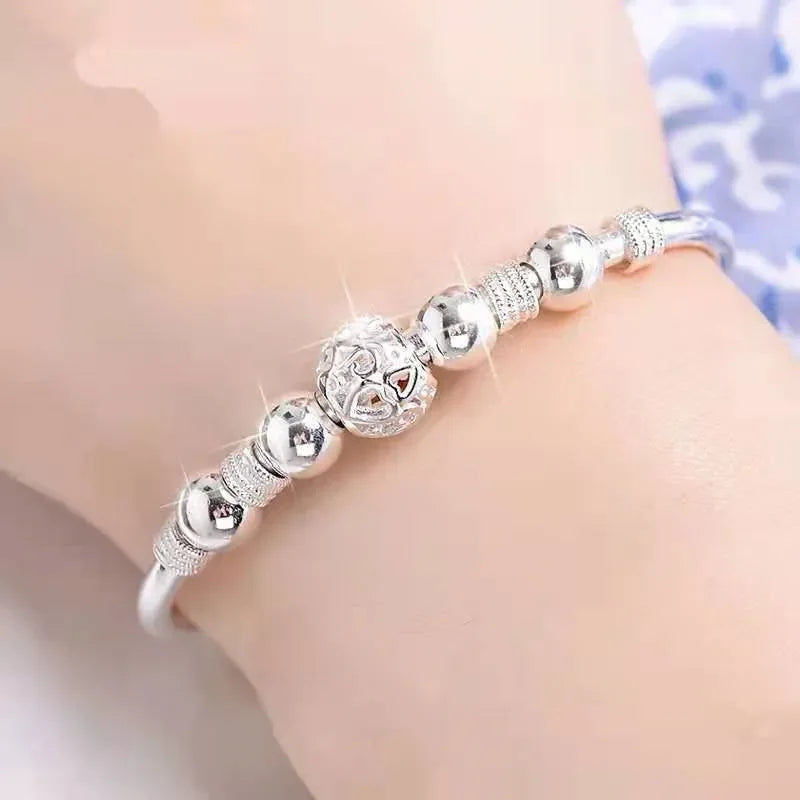 New Korean Fashion 925 Sterling Silver Lucky Beads Bangles For Women Bracelets Luxury Designer Party Wedding Jewelry Gifts Your Shop Mania