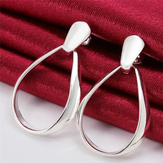925 Sterling Silver Classic Big Circle Hoop Charm Earrings Women Party Gift Fashion Wedding Engagement Jewelry Your Shop Mania