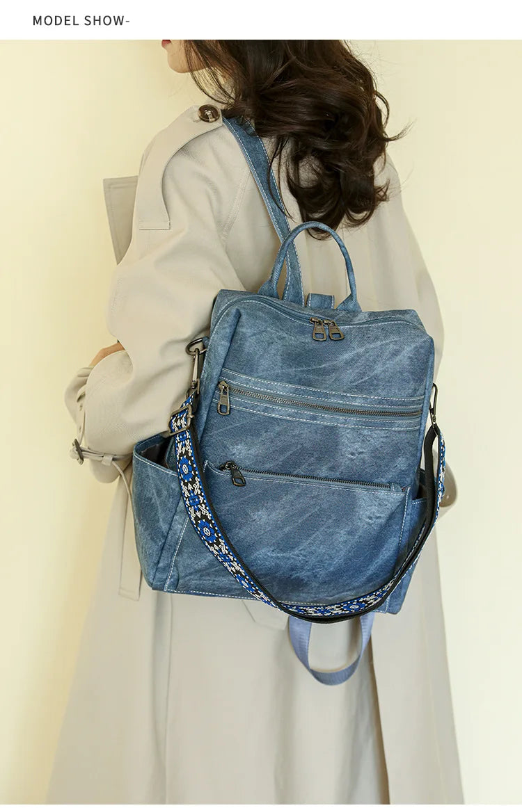 Lightweight Girls Retro Backpack Fashion Multipurpose Women's Backpack Large Capacity Leisure Travel Dual-purpose Shoulder Bag Your Shop Mania