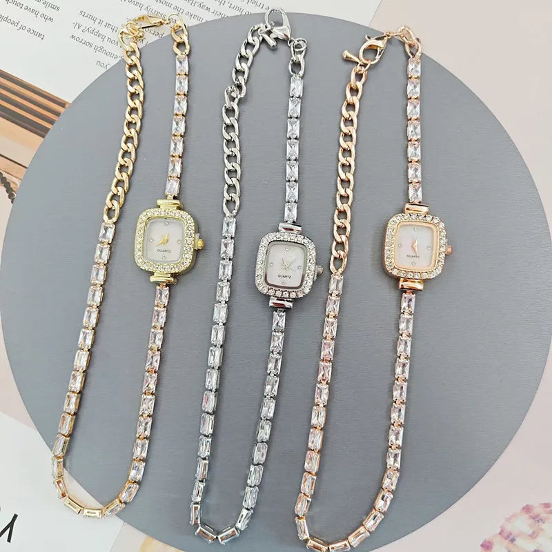 2025 New Fashionable Square Diamond Quartz Wristwatches Wrapping Bracelet Women Quartz Watch Student Bracelet Fashion Decoration Your Shop Mania