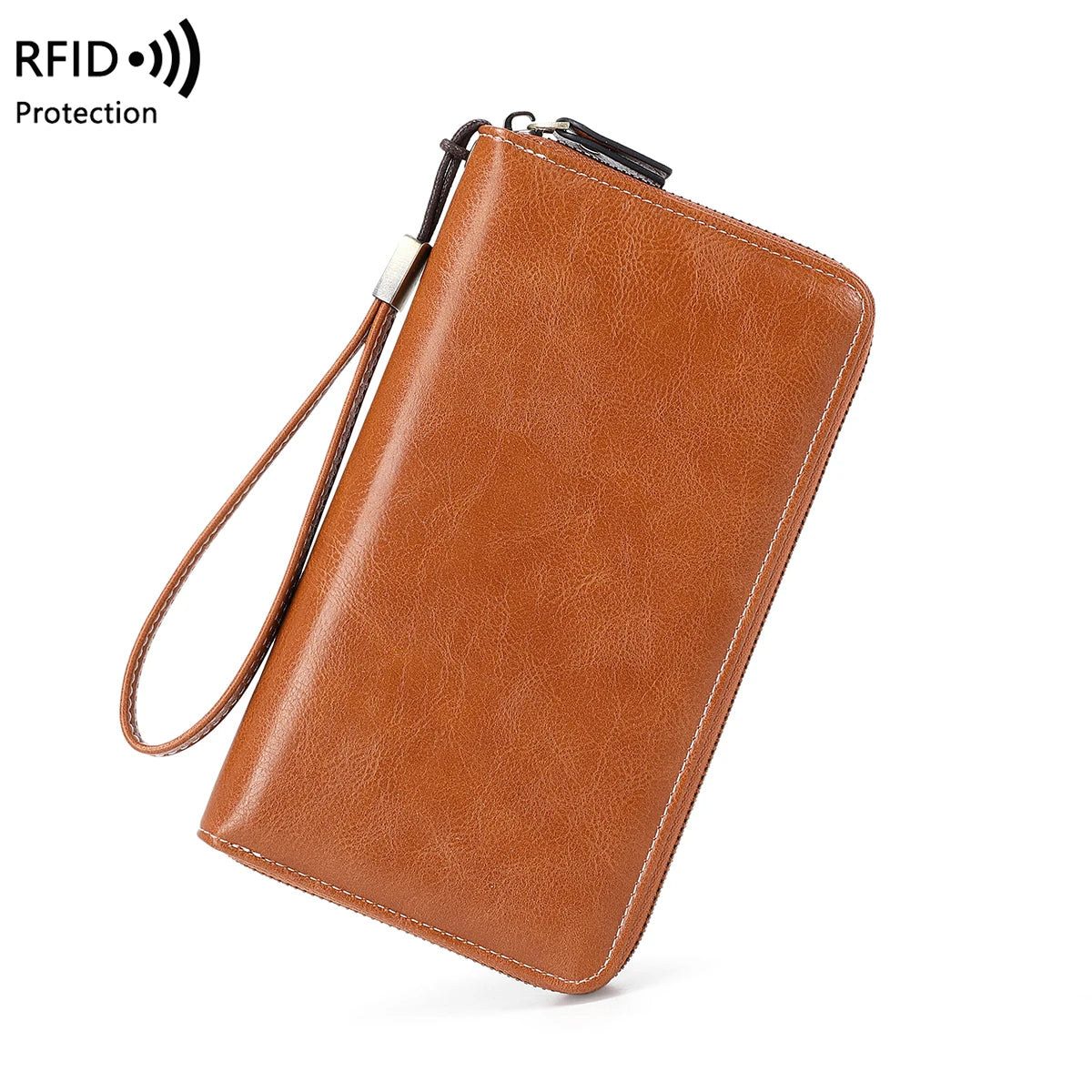 RFID Anti-Theft Brush Wallet for Women, Multi Slot, Vintage, Large Capacity, Multi-functional, Stylish Clutch with Wrist Strap Your Shop Mania