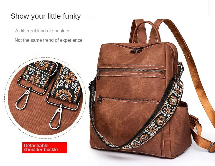Lightweight Girls Retro Backpack Fashion Multipurpose Women's Backpack Large Capacity Leisure Travel Dual-purpose Shoulder Bag Your Shop Mania