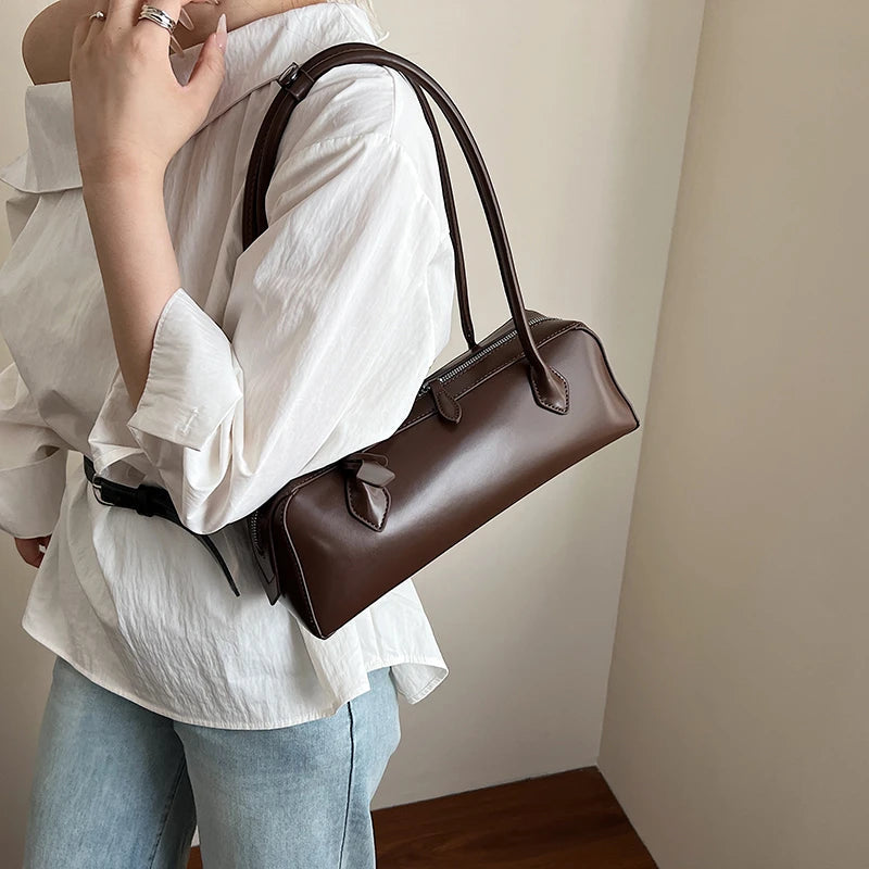Coffee Underarm Handbag And Purse Quality Pu Leather Shoulder Bag Women Brand Boston Bag Large Capacity Travel Tote Sac A Main Your Shop Mania