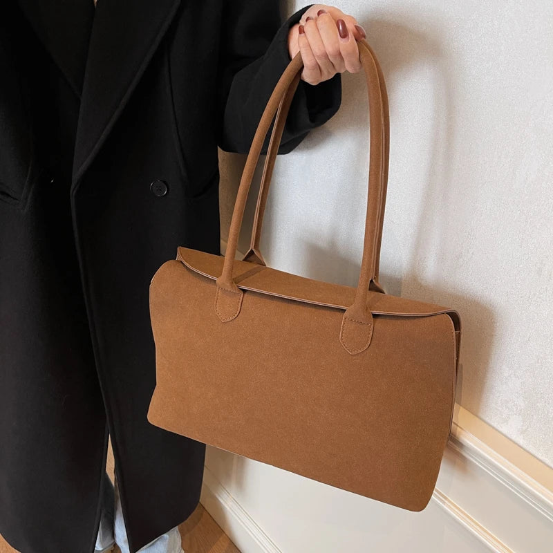 Business Briefcase Style Shoulder Bags For Women Soft Faux Suede Big Capacity Shopper Totes 2025 Latest Designer Handbags Luxury Your Shop Mania