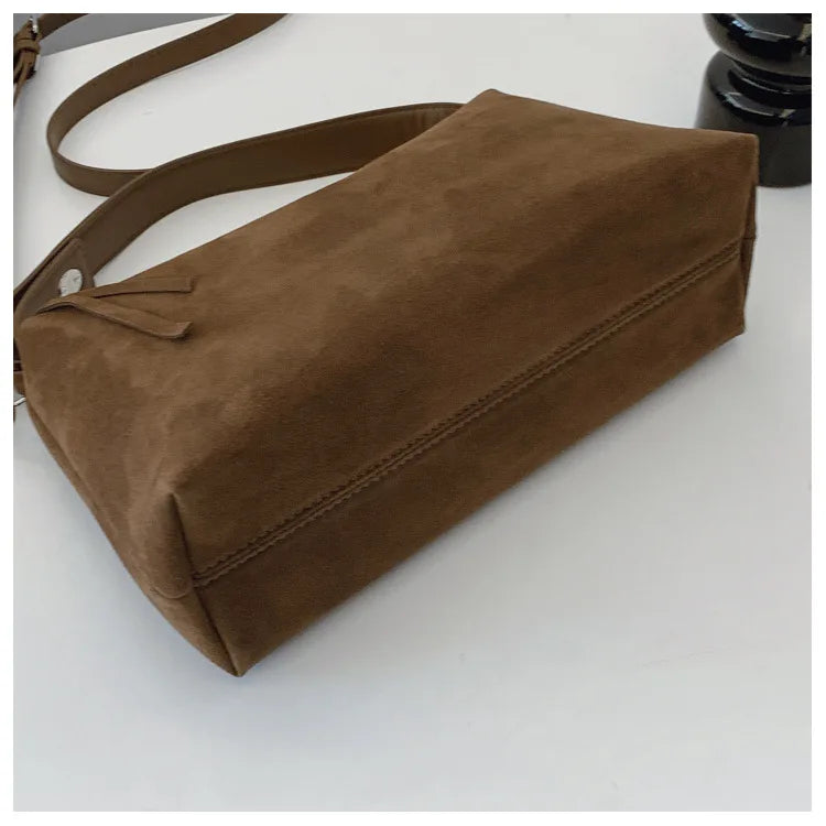 New Fashion Simple Fall Winter Spacious Boston Tote Bag Soft Matte Suede Design Women's Large Capacity Portable Hand Strap Bag Your Shop Mania