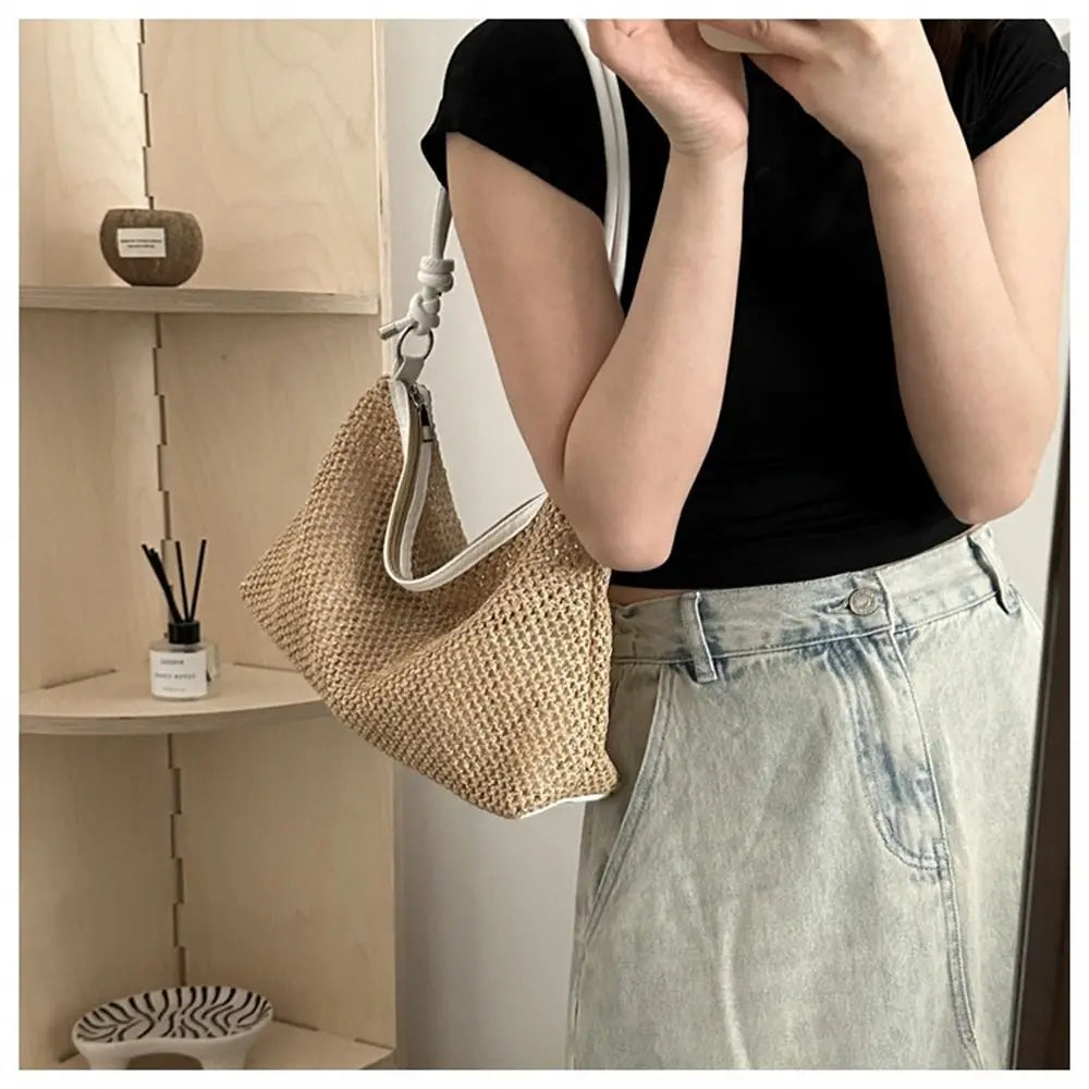 Rattan Straw Bag Fashion Woven Large Capacity Handbag Handmade Braid Shoulder Bag Summer Beach Your Shop Mania