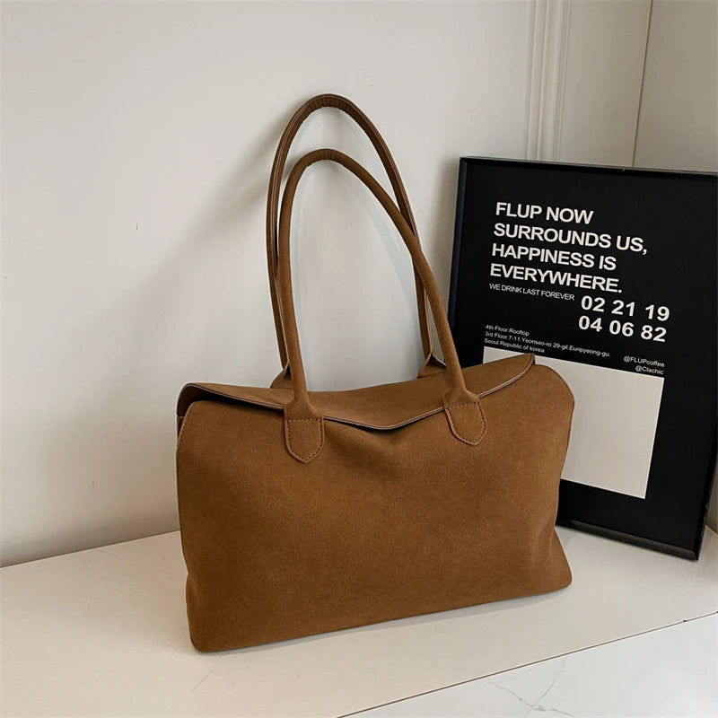 Business Briefcase Style Shoulder Bags For Women Soft Faux Suede Big Capacity Shopper Totes 2025 Latest Designer Handbags Luxury Your Shop Mania
