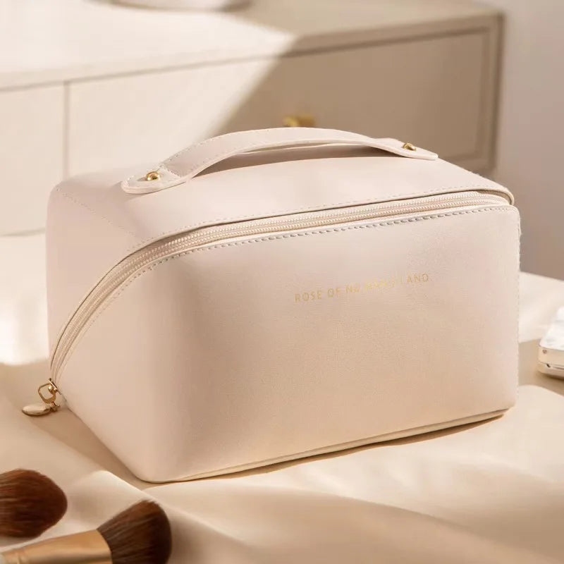 PU Fashion and Convenient Makeup Bag, Travel Storage Bag, Large Capacity Toilet Bag, Hand Boosting Beauty Pillow Makeup Bag Your Shop Mania
