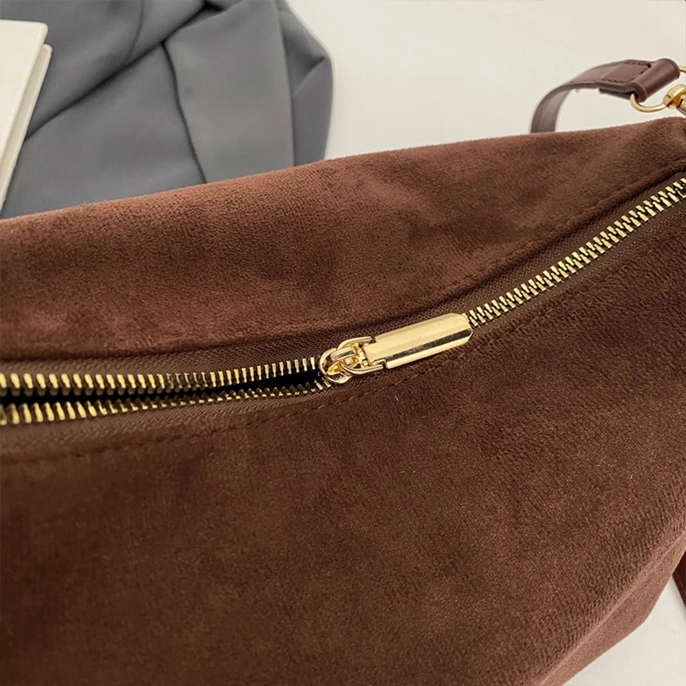 Fashion Autumn Winter Big Boston Tote Soft Matte Suede Cow Leather Women's Handbag Shoulder Crossbody Bag For Women Grey Brown Your Shop Mania