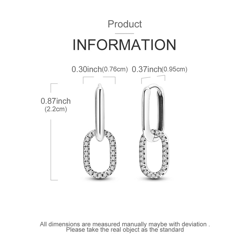 925 Sterling Silver Simple U-shaped Stone Inlaid Earrings Ladies' Festival&Wedding&Banquet Jewelry Your Shop Mania