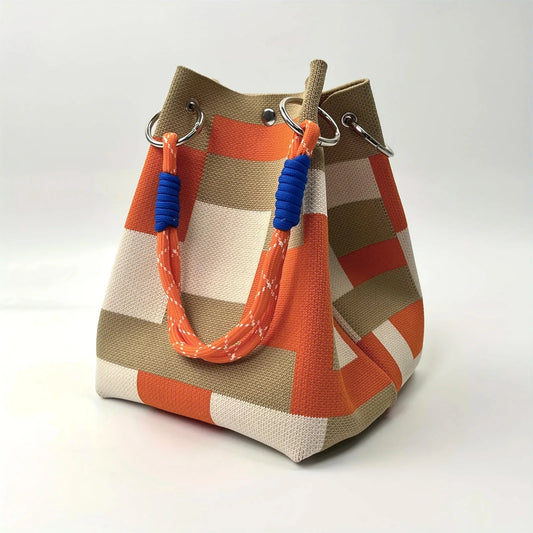 Knit Handbag for Women Fashion Stripes Print Bucket Bags For women Christmas Tree Lightweight Small Handles Tote Bags Your Shop Mania