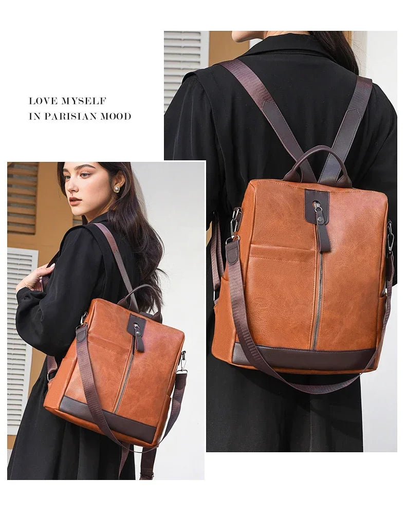 New Large Capacity High Quality PU Fashion Backpacks 2025 Simple Versatile Classic Style Zipper Commute Women's Shoulder Bags Your Shop Mania