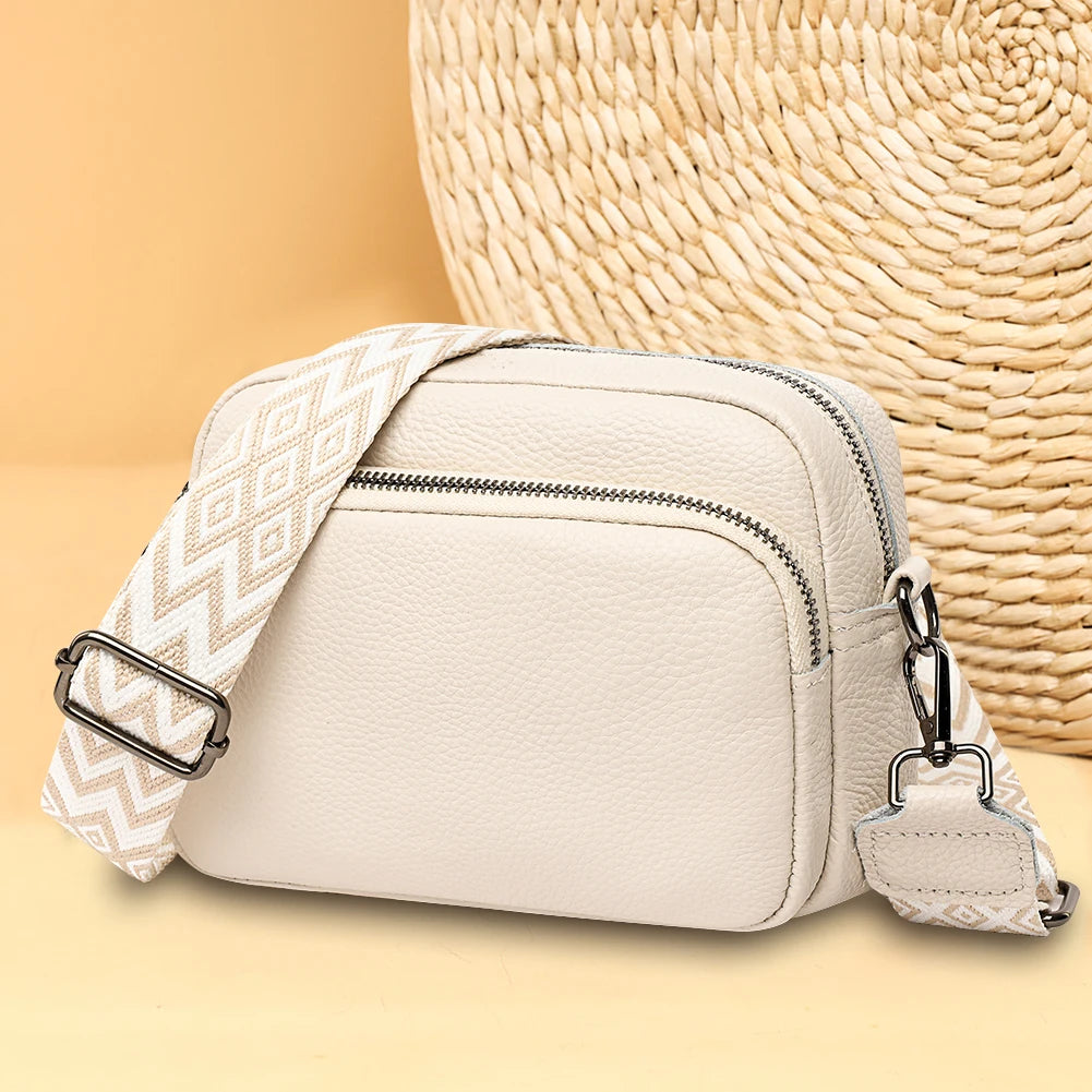 Genuine Leather Crossbody Bag Fashion Mobile Phone Bag Portable Elegant Solid Color Adjustable Strap Simple for Weekend Vacation Your Shop Mania